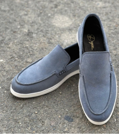 100% Hand Made Pure Suede Leather Slip-On Shoes for Men - Black, Blue, Brown & Green | White Rubber Sole