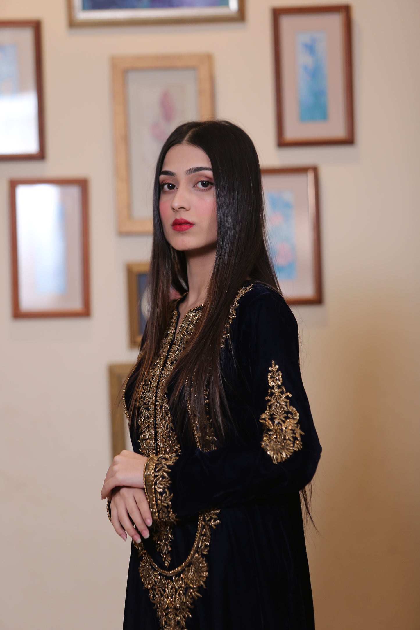 Black Velvert Zari Shalwar Kameez