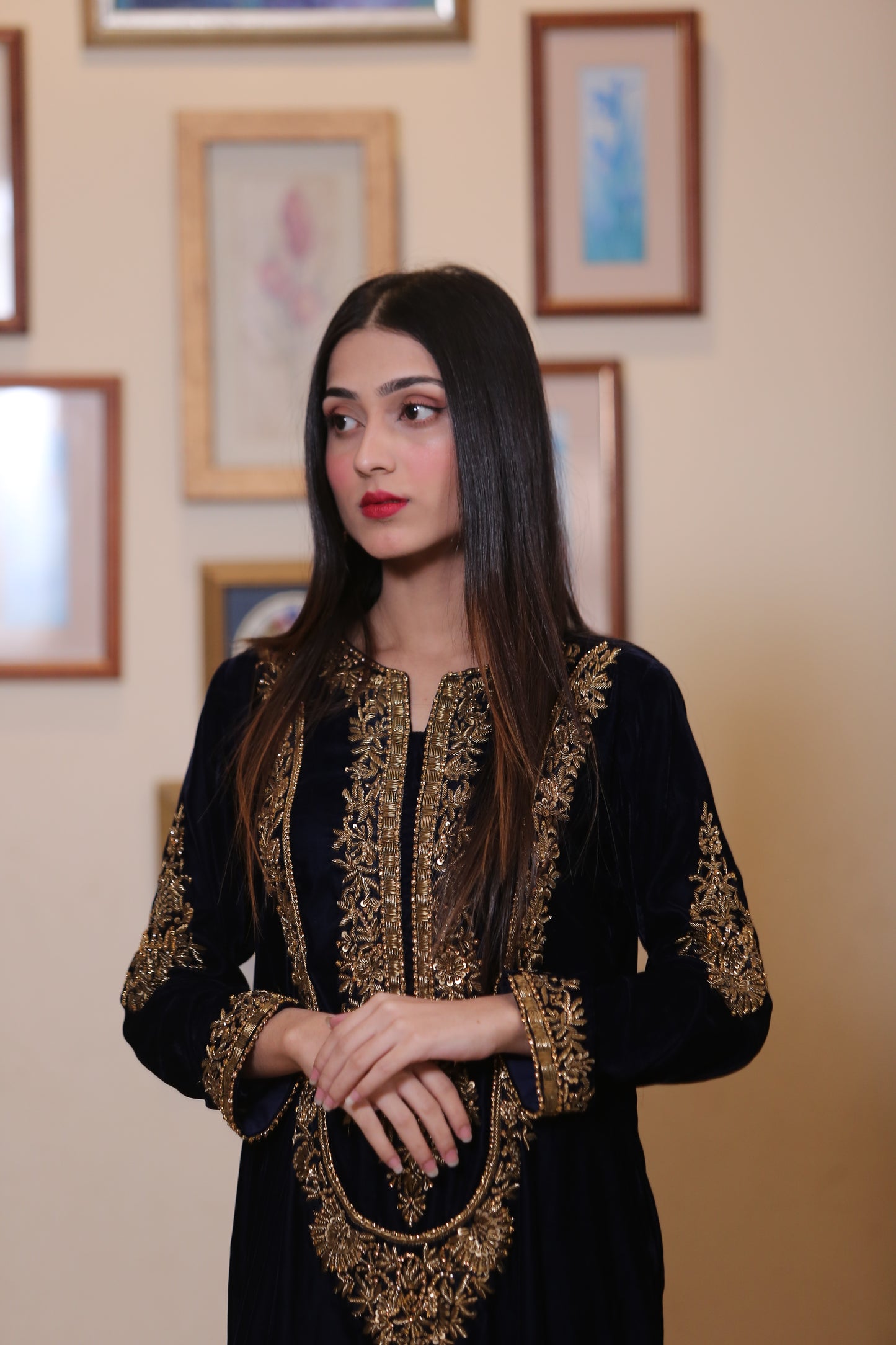 Black Velvert Zari Shalwar Kameez