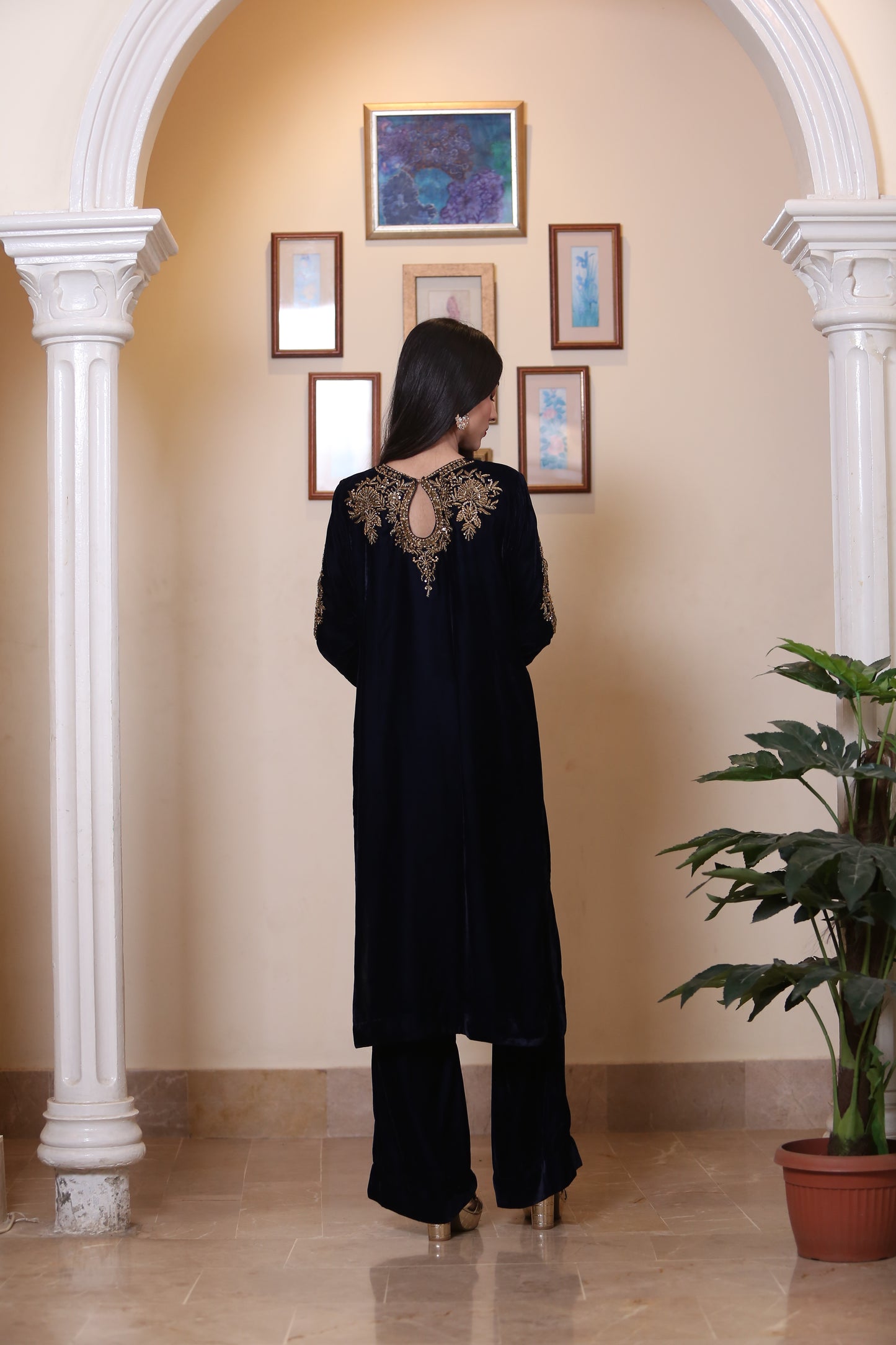 Black Velvert Zari Shalwar Kameez