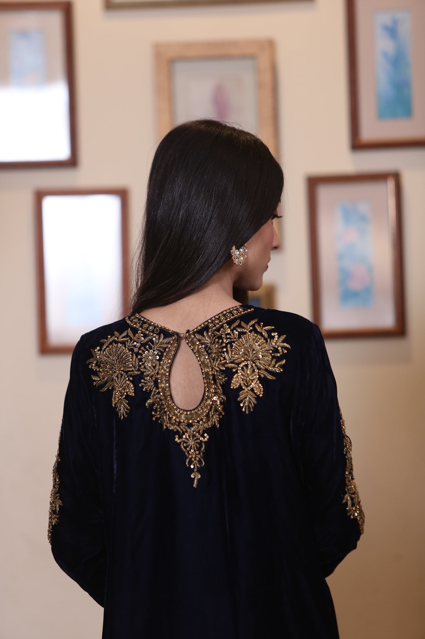 Black Velvert Zari Shalwar Kameez