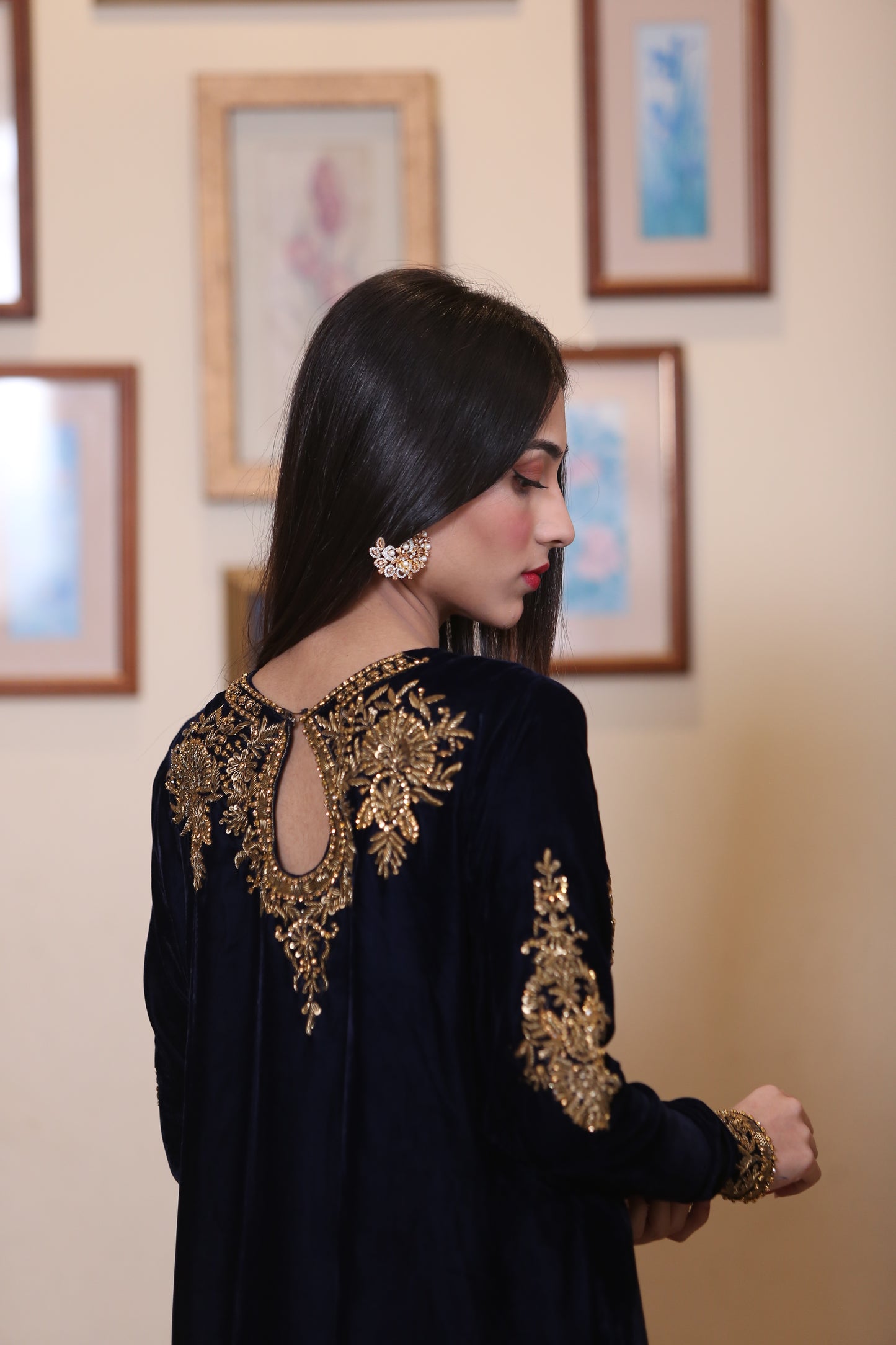 Black Velvert Zari Shalwar Kameez