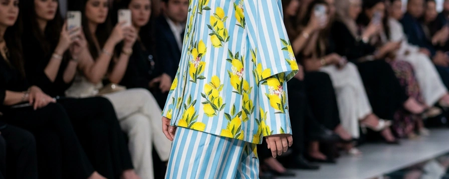 Amalfi Stripe jacket and pant, front row behind