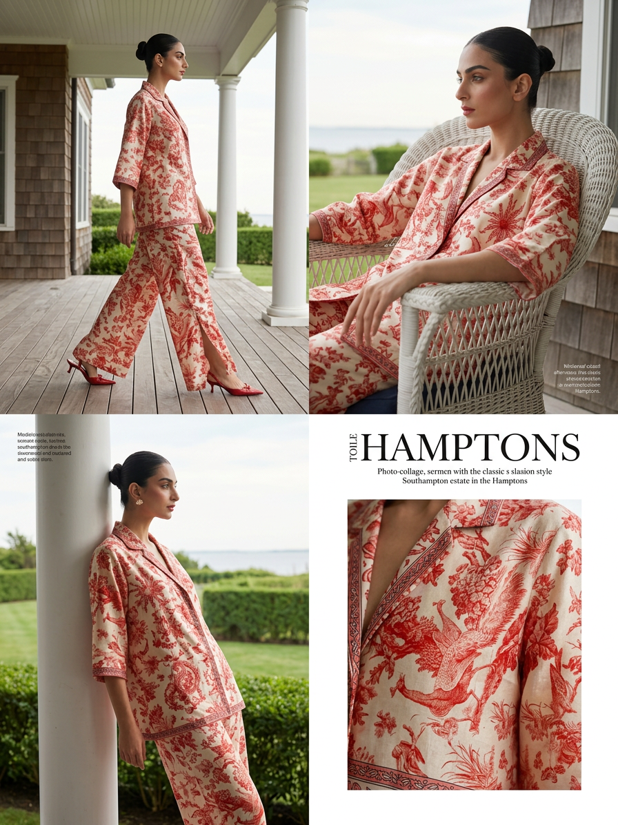 Toile Rouge editorial collage, Hamptons