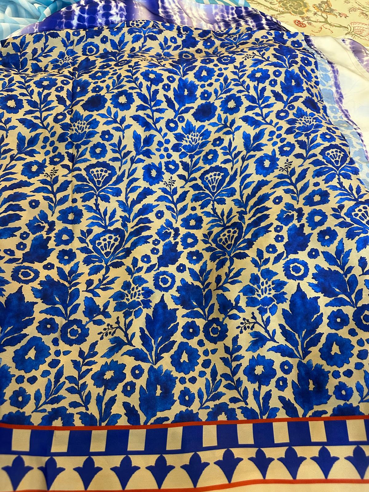 Indigo bayl yardage with selvedge border