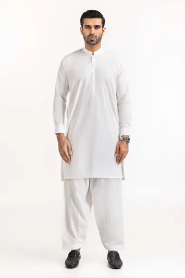 Men's Raw Cotton Kurta and Pajama - White (Free Shipping to USA)